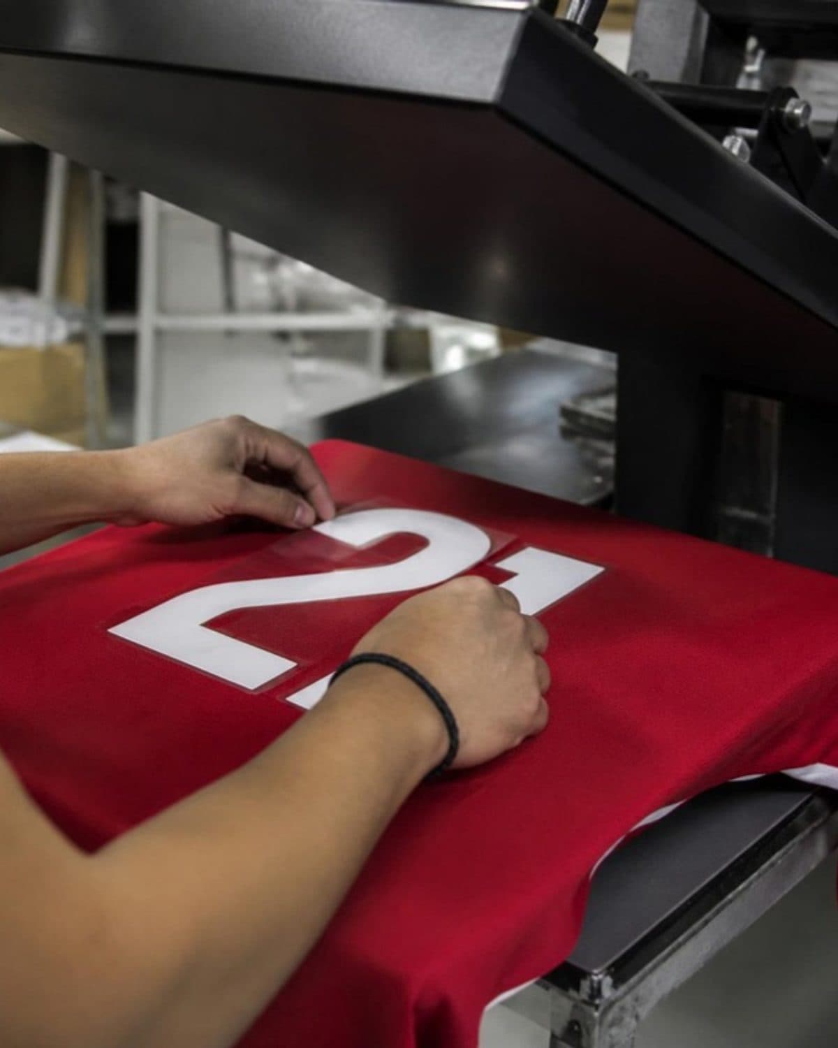 Heat press in action